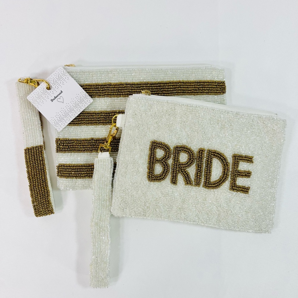 Bride Wristlet Zipper Pouch, Beaded Bride Wristlet, Bride Purse, Gift For Bride